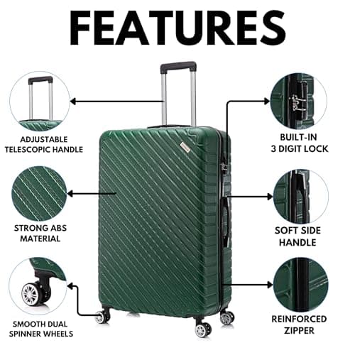 FLYMAX 32" Extra Large Suitcase 4 Wheel Lightweight Suitcases Luggage Hard Shell ABS Travel Case Hold Check in Fits 23kg - 35kg + 3 Digit Lock + 1 Year Warranty 125 Litre Capacity — view 4