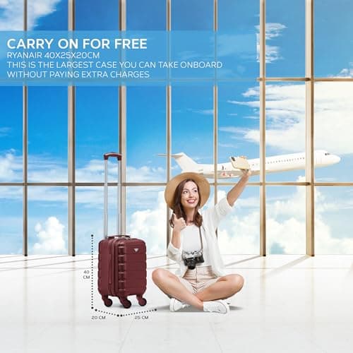 Flight Knight 40x20x25 Ryanair Underseat Cabin Bag, Lightweight Suitcase, Small Durable 4-Wheel Cabin Case, Maximum Carry-On Size, ABS Hard Shell, 10kg Hand Luggage Bag- 40 x 20 x 25 — view 2