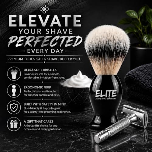 Shaving Brush Rich Lather with Plastic Box for Travelling Bristle Travel Brush for Male Grooming, Barbers and Salon. Wet Shaving Brush for Men (Black) — view 2