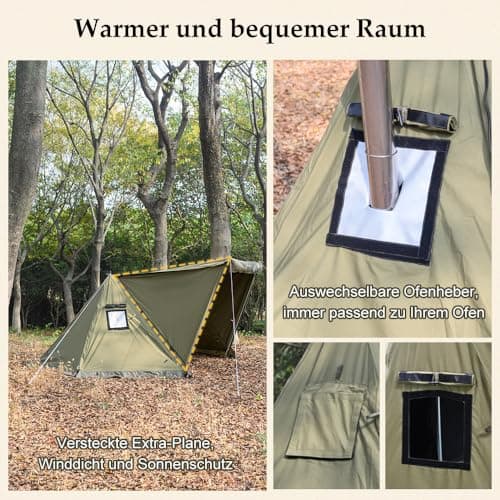 TOMOUNT Solo Tent Cotton 1 Person Minilite Shelter Tent with Inner Tent and Oven Hole for Tent Stove 4 Seasons Camping Tent for Outdoor, Camping, Hiking, Trekking — view 3