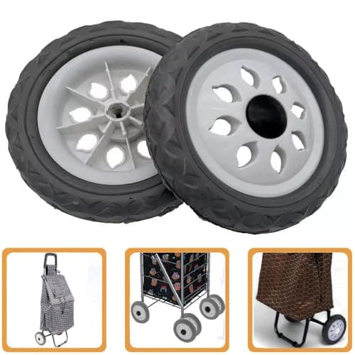 Elegant Spare Shopping Trolley Replacement and Spare Wheels Bags Double Axle Fittings for Shopping Trolley Luggage Trolley Cart (2 x Grey Plastic Wheels) — view 2