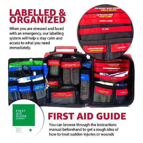 Pro First Aid Kit with Molle System Portable Emergency Survival Kits Trauma Medical Kit for Home, Office, Car, Outdoor, Hiking, Travel, Camping — view 3