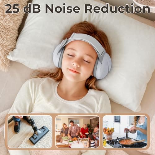 ECHOCUBE Earmuffs, Noise Cancelling Headphones for Boys and Girls, Children Ear Defenders for Sleep, Airplane Travel - Grey — view 4