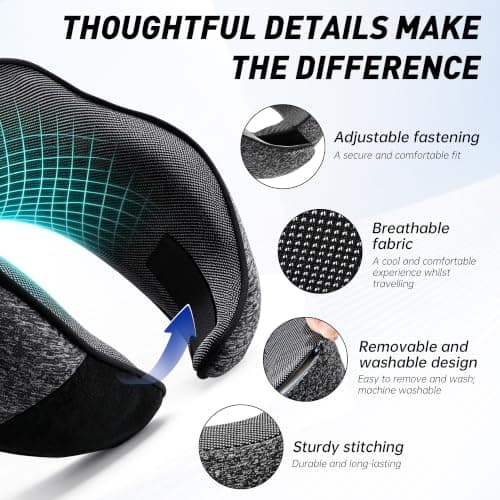 YC Kitchen Travel Pillow for Airplane, Memory Foam Neck Pillow for Adults — view 4