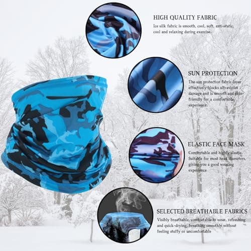 KEYRI 4 Pcs Bandana Neck Warmer Ski Snood for Men Women Multifunctional Headwear Scarf Face Mask Elastic Neck Gaiters Windproof UV Resistence Headband Snood for Outdoor Sport Hiking Cycling (Colorful) — view 6
