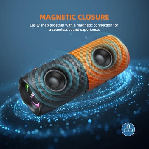 Zealot 2 in 1 Magnetic Split Bluetooth Speaker, 20W Power (10W per Speaker), Waterproof Split Wireless Speaker Bluetooth 5.3, 12H Playtime, True Wireless Pairing for Home, Outdoor or Travel — view 2