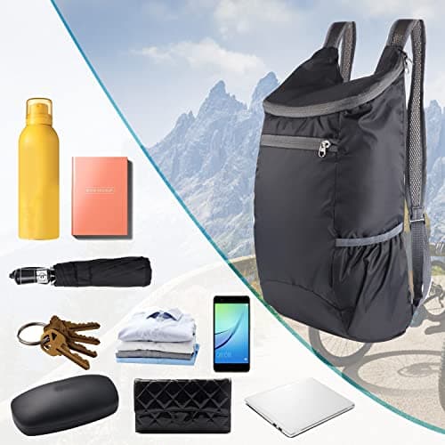 HuaJiao Foldable Backpack, Lightweight Water-Resistant Daypack, Black — view 5