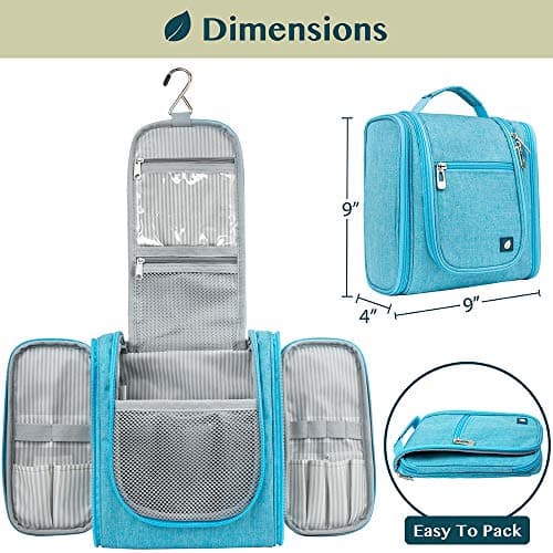 PAVILIA Hanging Travel Toiletry Bag Women Men | Hygiene Bag, Bathroom Toiletry Organizer Kit for Cosmetics, Makeup, Toiletries Accessories (Turquoise) — view 3