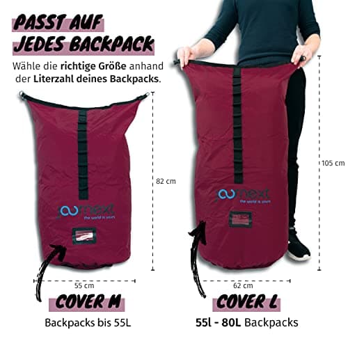 Journext 2 in 1 Backpack Case & Rain Cover Protective Bag for Backpack, Airplane, Railway & Bus Flight Bag (bordeaux red, L) — view 3