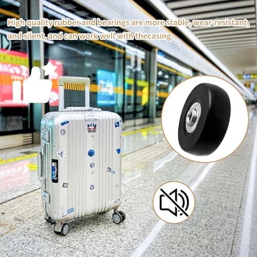 Hevysuo 4 Pcs Luggage Suitcase Replacement Wheels,50mm x 18mm Rubber Luggage Wheel Repair Heavy for Most Luggage Suitcase,Black — view 4
