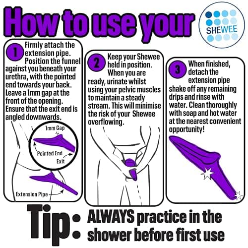 SHEWEE Flexi + Case – The Original Female Urinal – Made in the UK – Reusable & Portable Urination Device. Festival, Camping, Car, Hiking Essentials for Women. Stand to Pee Funnel – Purple — view 5
