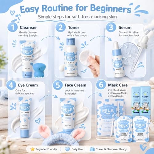 13Pcs Milk Skin Care Sets & Kits – Hydrating Skincare Set with Cleanser, Toner, Serum, Eye Cream & Masks, Travel Skincare Set Gift for Teens, Women, Daily Face Care — view 3
