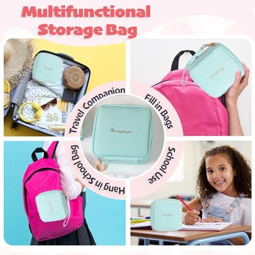 Essential First Period Kit for Girls 10-12 | Period Bags for Teen Girls for School | First Period Gift with Sanitary Pad Storage Bag, Wipes, Period Tracker and More(Mint) — view 5