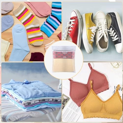 6 Pack Mesh Laundry Wash Bag, Mesh Laundry Bags With Zips (L+M, White) — view 5