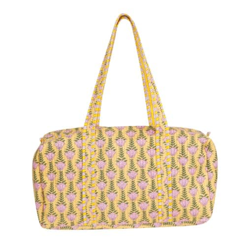 LKGSM Handmade Cotton Quilted Weekender Bag, Floral Indian Print Duffle, Bohemian Overnight Travel Tote for Women, Large Carry-on Luggage, Floral Gym Bag, K, 20x10x10 inches, New Design — view 5