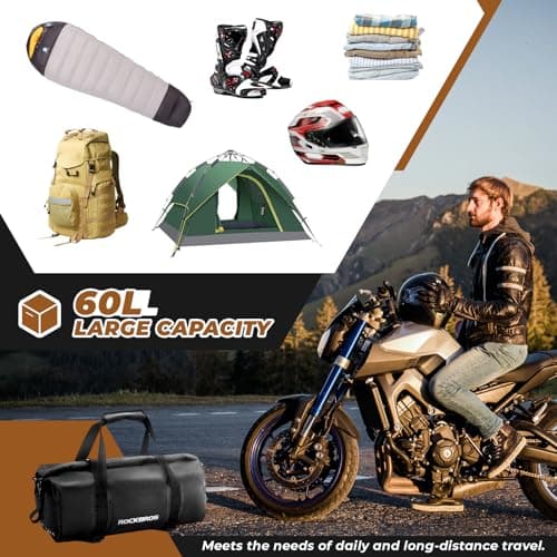 ROCKBROS Motorcycle Tail Bag Motorcycle Saddle Bag 100% Waterproof Travel Luggage Bags with Shoulder Strap Rear Seat Bag for Motorcycling Cycling Outdoor Sports, 65L — view 6