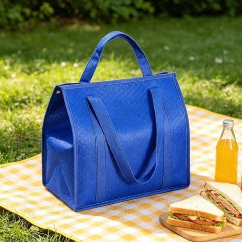 2 Packs Shopping Bags, Insulated Reusable Grocery Shopping Bag, Large Cooler Bags Heavy Duty c-ollapsible Cool Bag with Durable Handles & d-ual Tab Zips for Picnic, Camping, Daily Life — view 3