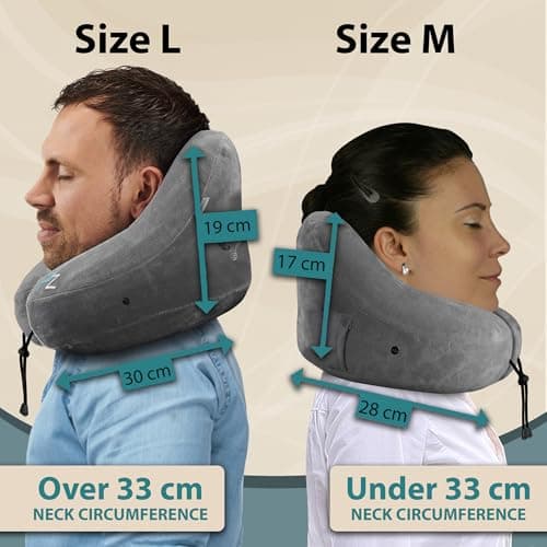 FLOWZOOM AIR Travel Neck Pillow for Airplane Inflatable Hooded Grey Size M — view 6