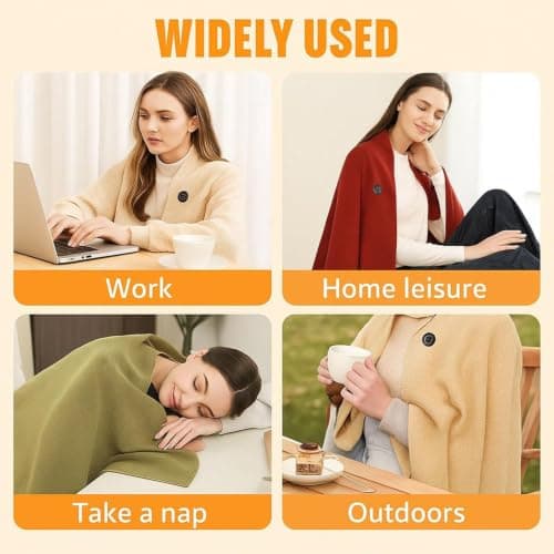 Heated Blanket Shawl for Women, Cozy Portable Suitable for Office Home Rest, Car Travel, Outdoor Camping,Apricot — view 6