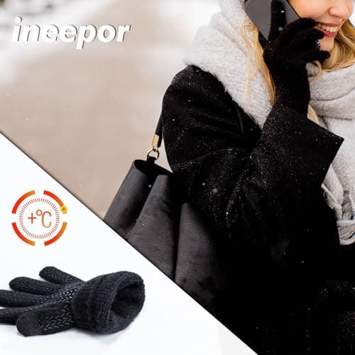 ineepor Alpaca Wool Winter Thermal Gloves for Men Womens Touch Screen Grip — view 4