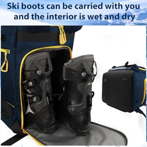 Hp hope Ski Boot Bag with Helmet Compartment Ski Bag Ski Backpack with Helmet Bag Ski Bag Ice Skate Bag for Ski Helmet Ski Boots Ice Skates Snowboard Backpack Hiking Camping Climbing 70L, blue, — view 5