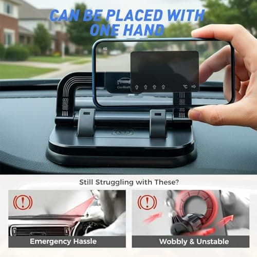 Car Phone Holder 360 Rotation, Adjustable Dashboard Mount for Navigation, Suction Cup Non-Slip Stand for Phone & Universal Phone Holder for Car, Desk & Travel (Orange) — view 6