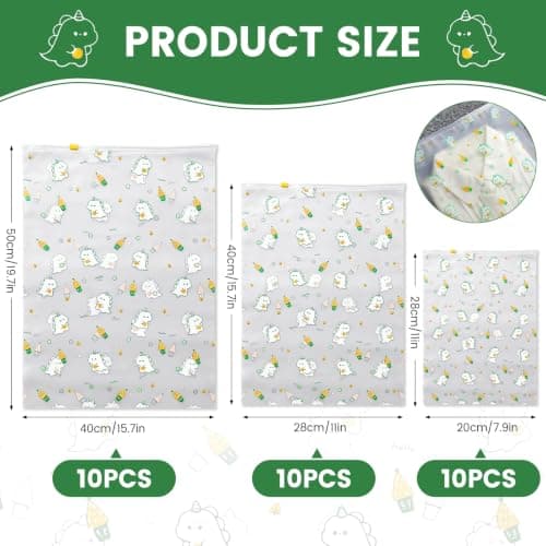 30PCS Reusable Ziplock Bags for Clothes, 3 Sizes (40x50/28x40/20x28cm) Clear Plastic Storage Bags, Waterproof Travel Clothes Storage Bags for Shoes, Cosmetics & Home Organisation — view 2