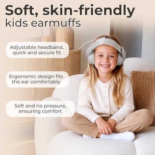 ECHOCUBE Earmuffs, Noise Cancelling Headphones for Boys and Girls, Children Ear Defenders for Sleep, Airplane Travel - Grey — view 2