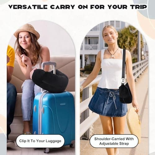 Mtbricey Portable Stuffable Neck Pillow for Travel Multifunctional U Shaped Travel Pillow Bag Fillable with Clothes for Extra Luggage Space Adjustable Strap for Airplane Train Camping — view 4