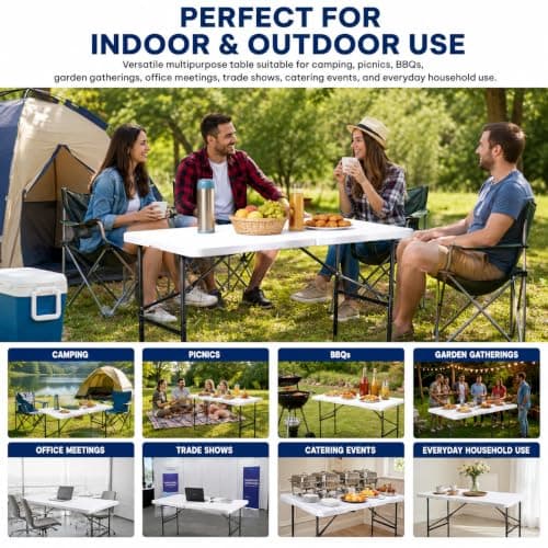 ACCURATE Heavy Duty Folding Camping Table (WHITE, 4FT) — view 5