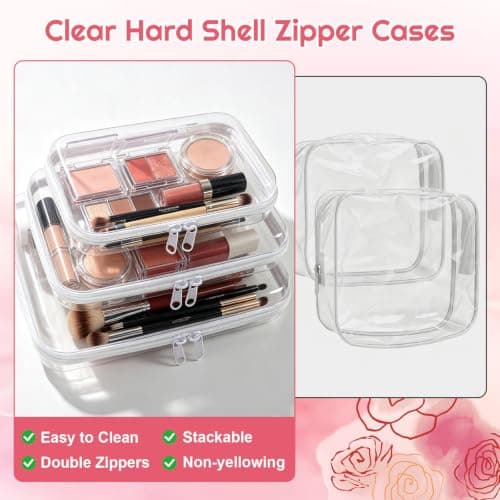 3PCS Clear Hard Shell Zipper Cases, Waterproof Travel Toiletry Toys Bags — view 6