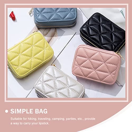 VICASKY Portable Cosmetic Bag for Women Simple Design Drawstring Closure for Travel Makeup Lipstick Bag and Small Items Storage Made of Genuine Leather Lightweight — view 2