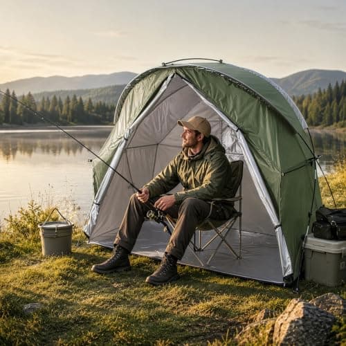 BREEZENEST Transparent Camping Tent, Portable Bubble Shelter with Zipper, Lightweight Outdoor Tent for Camping, Fishing & Cycling (Green) — view 2