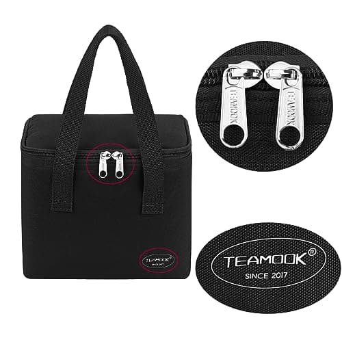 TEAMOOK Small Cool Bag Leakproof Waterproof Soft Insulated Lunch Bag for Adults and Kids 6 Cans (Black) — view 3