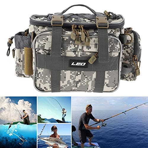 Heavy Duty Fishing Tackle Bag 1000D Oxford Waterproof Insulated Multi-Pockets Fishing Bags and Holdall Storage Bag Carryall for Outdoor Fly Carp Sea Fishing Accessoris Rod Lures Gear Bag (Camouflage) — view 6