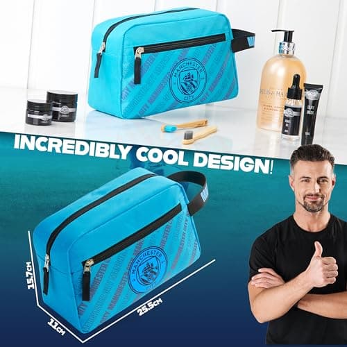 Manchester City F.C. Toiletry Bags for Men, Hanging Wash Bag with Zipped Pocket - Man City Gifts — view 6