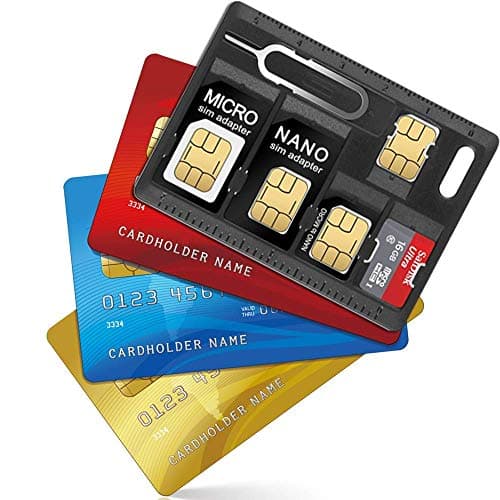 CKANDAY 2 Packs SIM Card Holders with Tray Opener Pins, Card Storage Tool Set for Standard Micro Nano Micro-SD Memory Cards, with 3 Card Adapters and 1 Eject Pins - Black — view 3