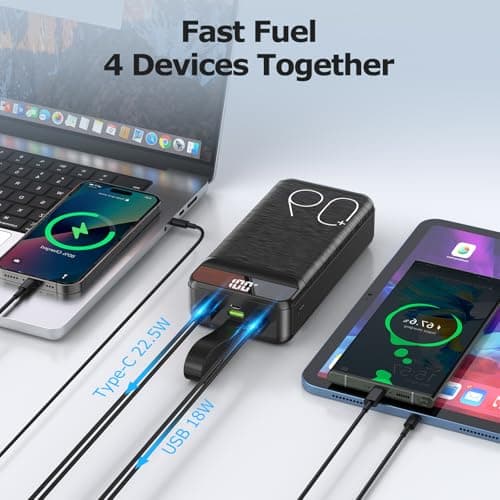 Power Bank 60000mAh 22.5W Fast Charging Portable Charger USB-C Quick Charge with 4 Outputs & 3 Inputs LED Display Huge Capacity External Battery Power Bank for Most Electronic Devices on The Market — view 4