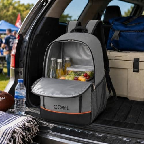URBNLIVING 20L Insulated Cooler Backpack, Leak-Proof Thermal Foil Lining, Durable Polyester Construction, Hands-Free Food & Drink Storage for Camping, Picnics & Travel - Grey — view 5
