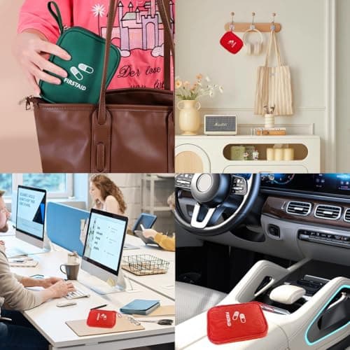 EQLEF First Aid Bag Empty Small, Mini First Aid Kit Pouch Red Travel Medicine Bag Portable Medical Organizer Bag Waterproof First Aid Kit Empty for Car Office School or Outdoors (Green) — view 3