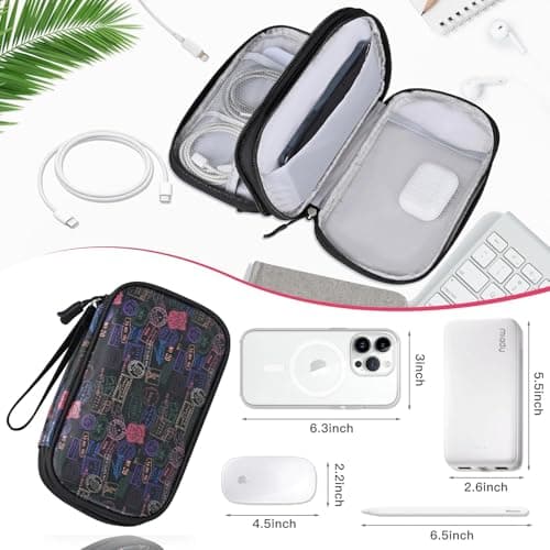 COSHAYSOO Unique Useful Travel Birthday Gifts for Women Travelers, Electronics Cord Cable Organizer Bag Case Tech Pouch Traveling Vacation Cruise Airplane Gadgets Essentials Organization, Vintage — view 5