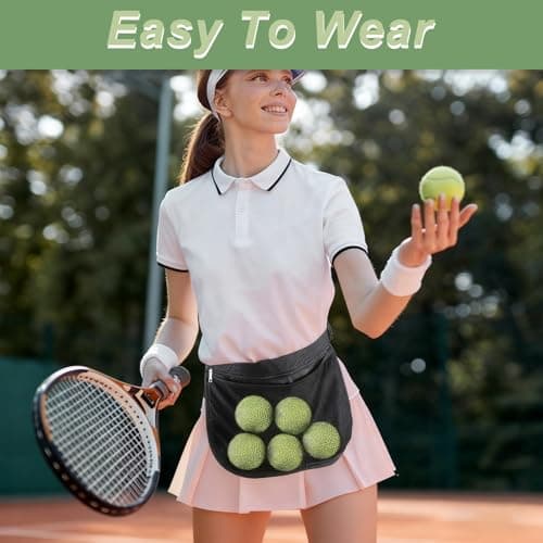 AABDTYYD Tennis Ball Holder Adjustable Waist Pouch for Tennis, Pickleball and Golf, Lightweight Mesh Bag Holds 8-10 Balls, Black Colour Secure Fit for Sports Training and Matches. — view 6