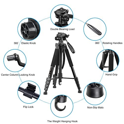 ZOMEI 188cm/74" Aluminum Extra-high Lightweight Travel Camera Tripod Black — view 3