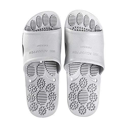 Nwarmsouth Drain Quick Bathroom Mule,Household non-slip slippers, soft-soled massage sandals-gray_UK8.5-UK9,Pool Water Shoes
