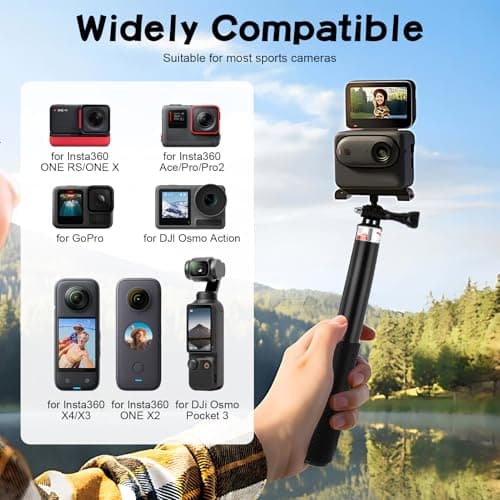 36"/92cm Extendable Selfie Stick for GoPro DJI Action, Non-Slip Handle — view 3