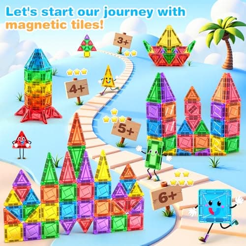 Subtail Mini Magnetic Tiles 54PCS – Travel Building Toys for Kids Ages 3+ — view 3