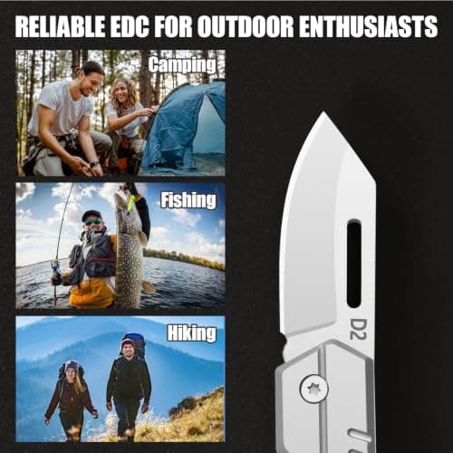 Folding Knife, Cool Dad Birthday Gifts for Men, Compact D2 Steel Edge Utility Tool, CNC Steel Handle, Lanyard Hole, Lightweight EDC Gadgets for Home, DIY, Camping, Hiking, Outdoor — view 5