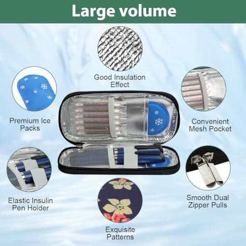 Fefod Insulin Cooler Travel Case, Medicine Cool Bag Travel with 2 Ice Packs, Medicine Refrigerated Travel Box, Diabetic Supplies Insulin Pen Case, Easy to Carry Refrigerated Box (Black) — view 4