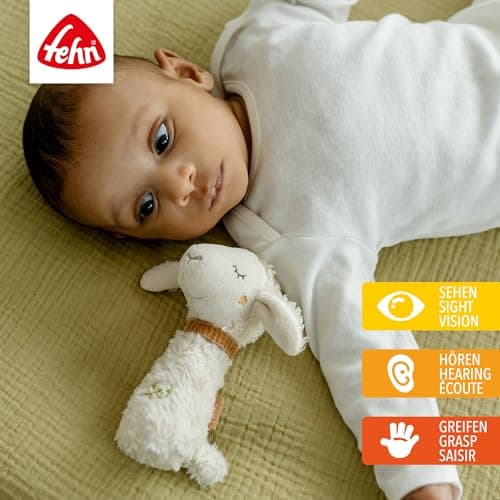 Fehn Natural Sheep Rod Rattle - Motor Skills Toy with Rattle and Organic Cotton (kbA) - Playfully Promotes Early Childhood Learning - Faithful Companion for Babies and Toddlers from 0+ Months — view 2