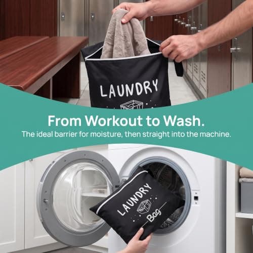4 Pcs Travel Laundry Bag, Waterproof Bag with Metal Zipper and Handle Reusable Washing Bags have 4 colors Laundry Travel Bags for Caravan Gym Camping Dorm Swimming Pool (48×38×0.5cm) — view 4